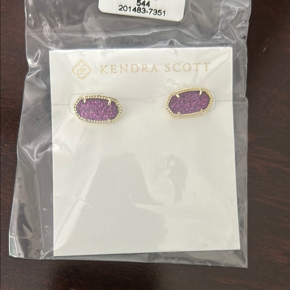 Kendra Scott Purple Druzy Earrings Minimalist Design